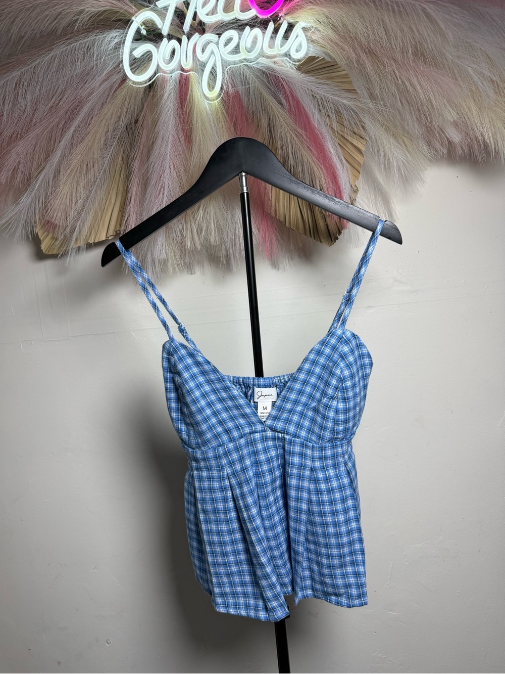 Blue Plaid Spaghetti Strap Bustier Top - Women Intimates
